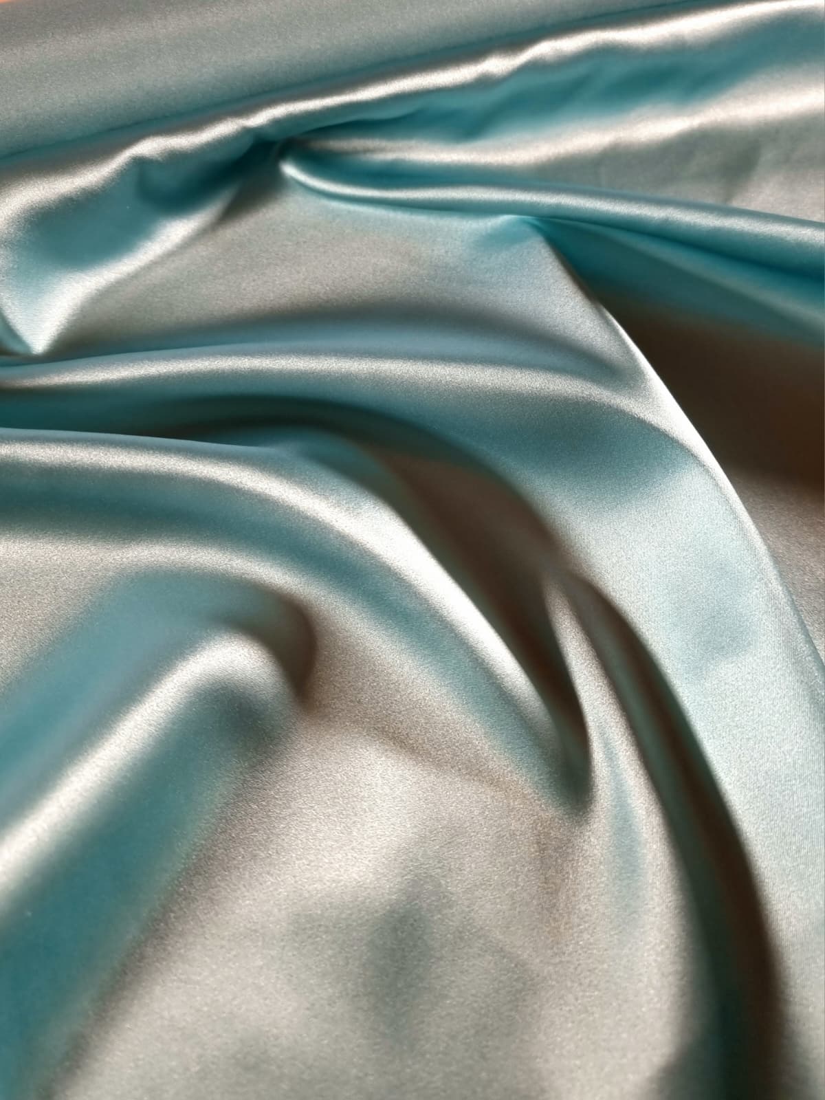 Tesatura crepe de chine din matase naturala - design uni, Turcoaz deschis - imagine 5