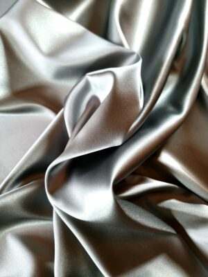 Tesatura crepe de chine din matase naturala - design uni double face, Gri