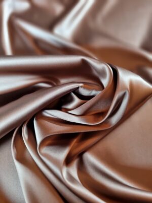 Tesatura din matase naturala - dublu crepe - design uni, Ciocolata
