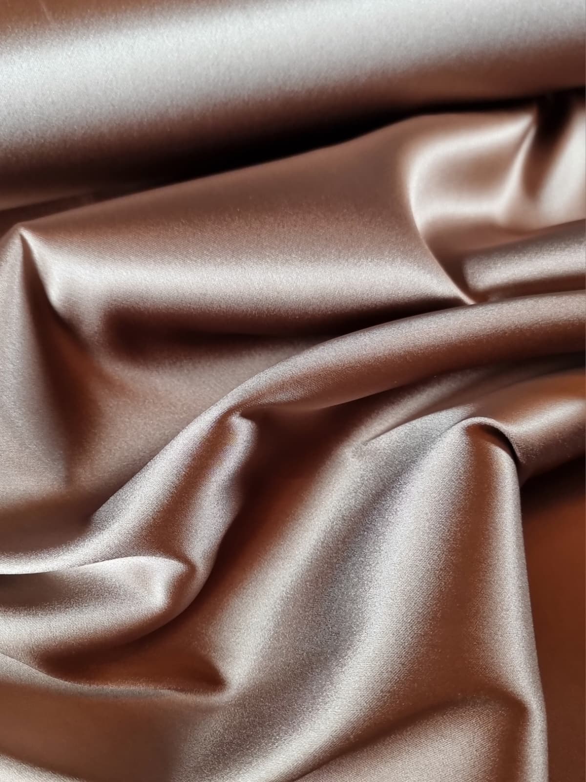 Tesatura din matase naturala - dublu crepe - design uni, Ciocolata - imagine 2
