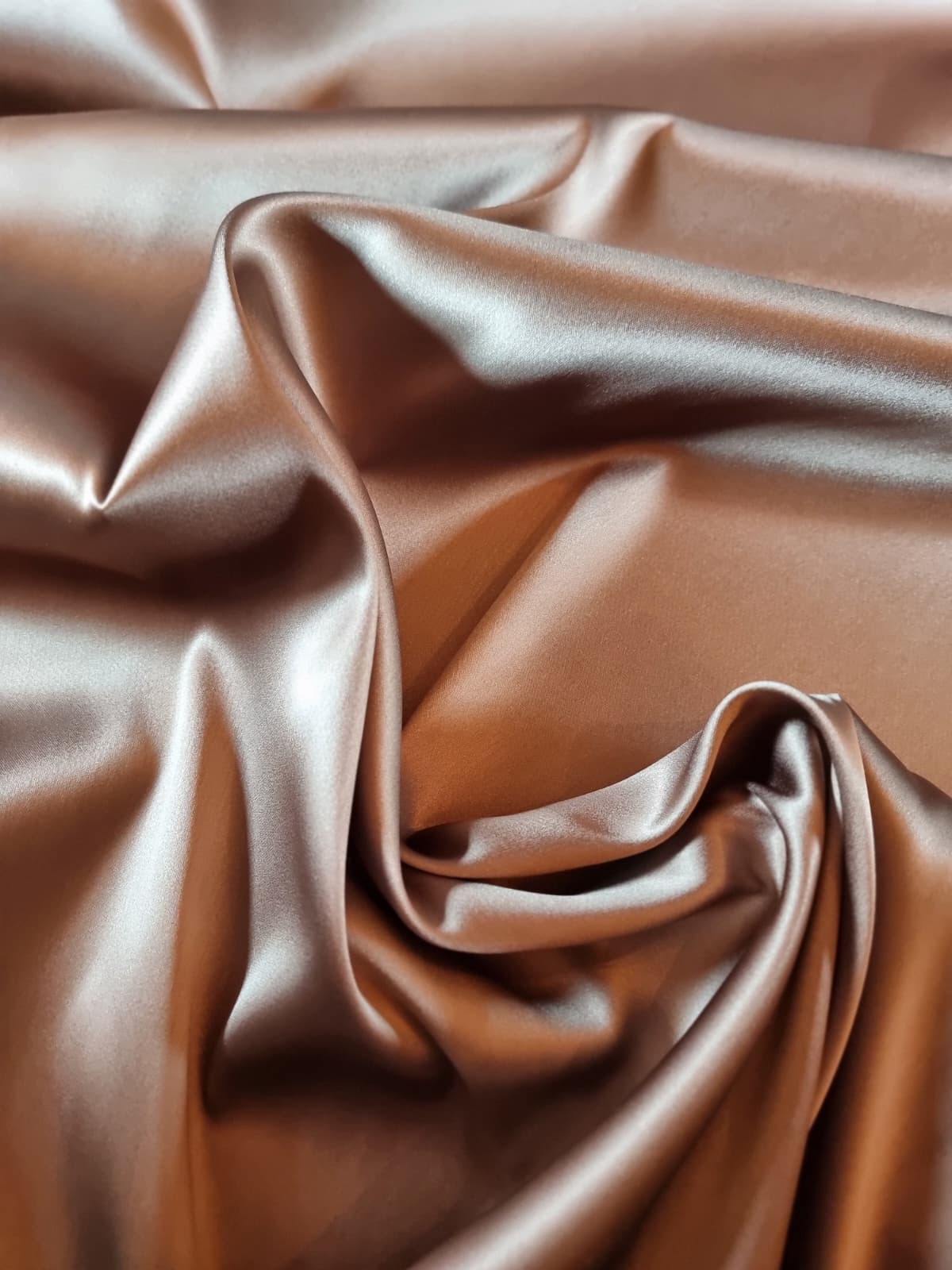 Tesatura din matase naturala - dublu crepe - design uni, Ciocolata - imagine 4