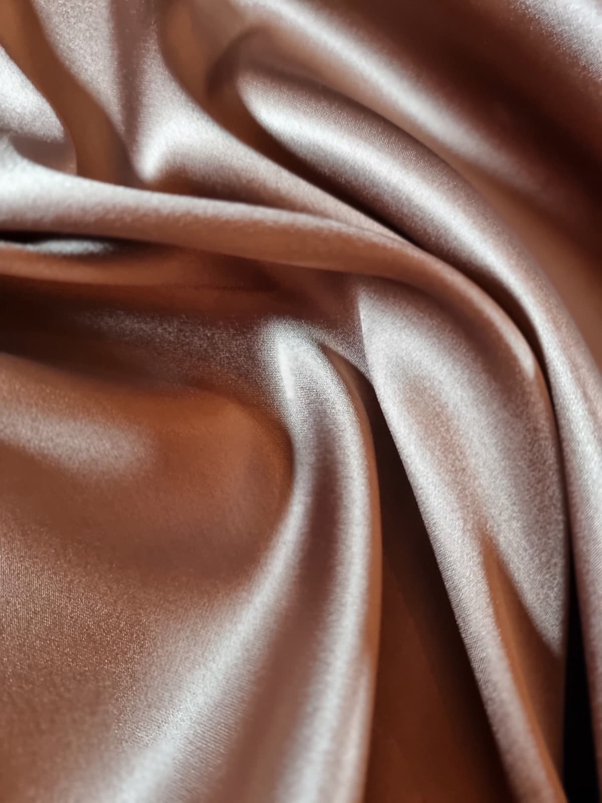 Tesatura din matase naturala - dublu crepe - design uni, Ciocolata - imagine 5