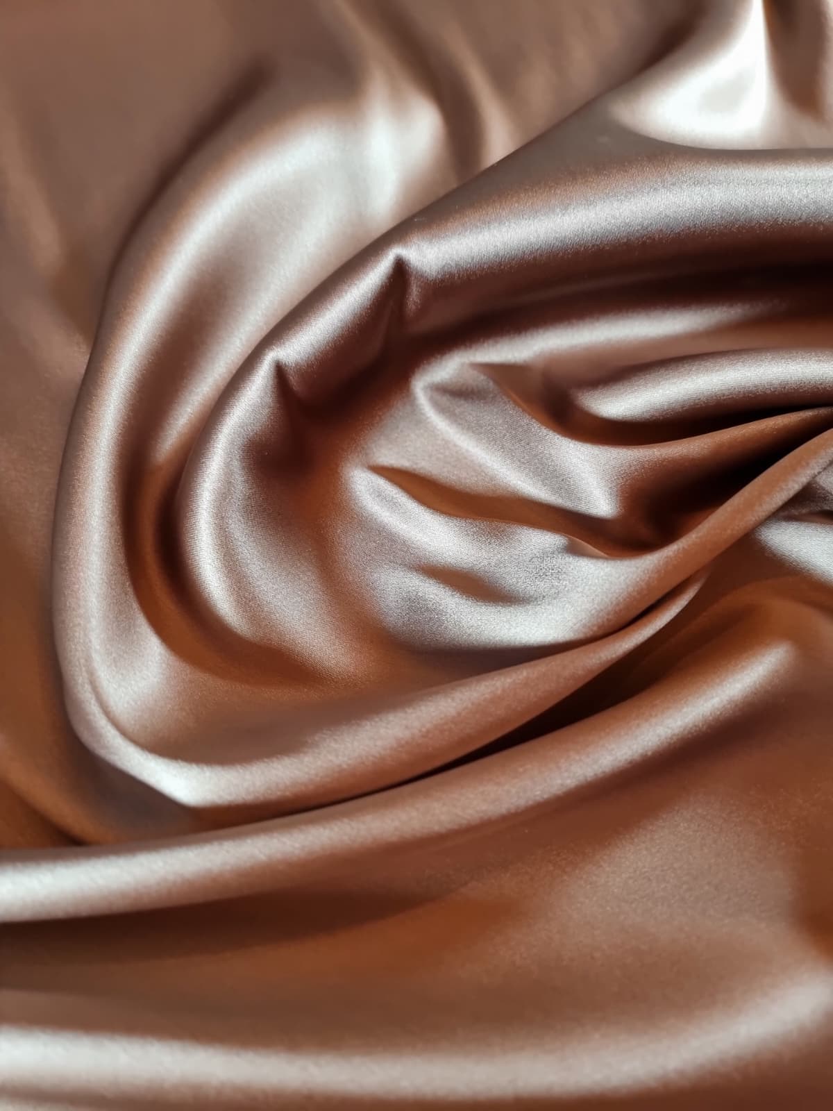 Tesatura din matase naturala - dublu crepe - design uni, Ciocolata - imagine 6