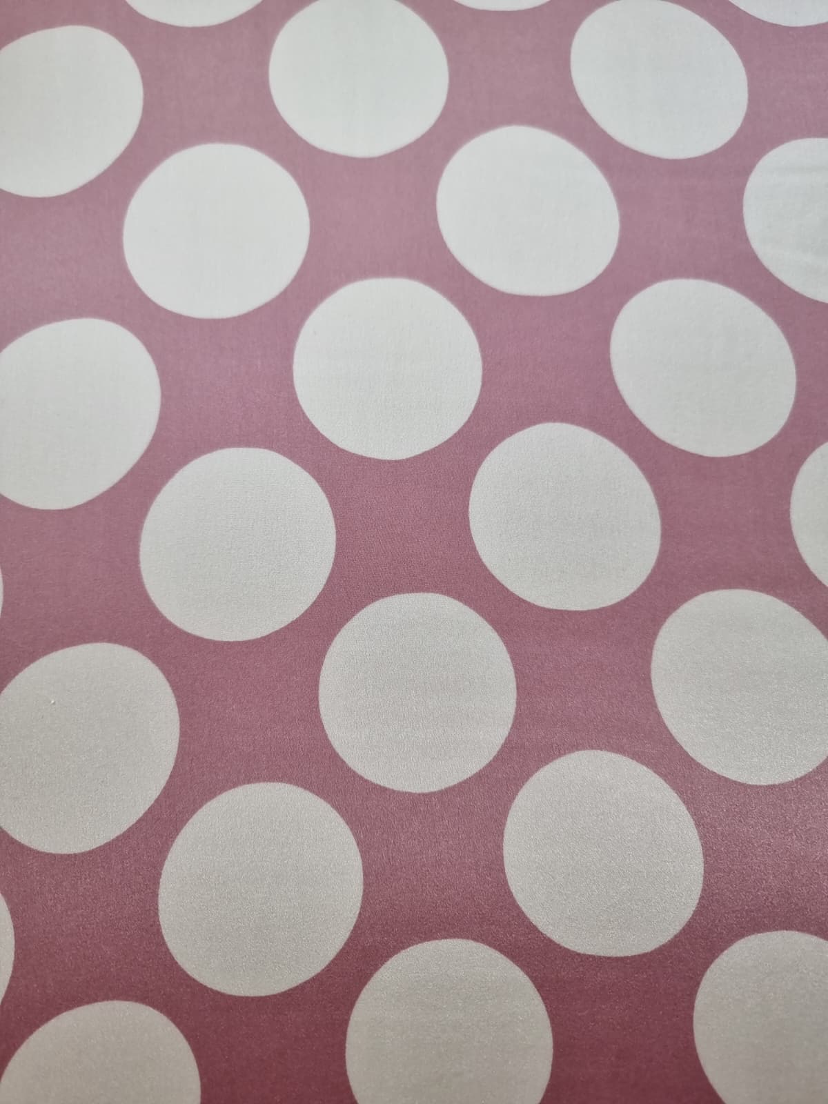 Tesatura fina din matase naturala - Imprimeu cu buline, Roz / Ivoire - imagine 3