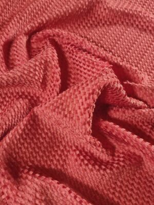 Tesatura Jacquard cu matase naturala - suprafata structurată, Roșu - Corai