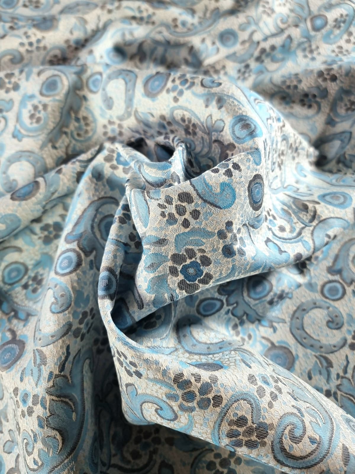 Tesatura Jacquard - design abstract, Bleu / Gri