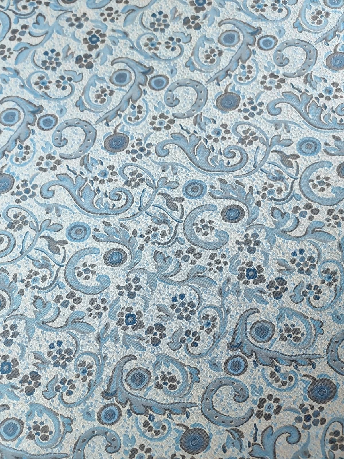 Tesatura Jacquard - design abstract, Bleu / Gri - imagine 4