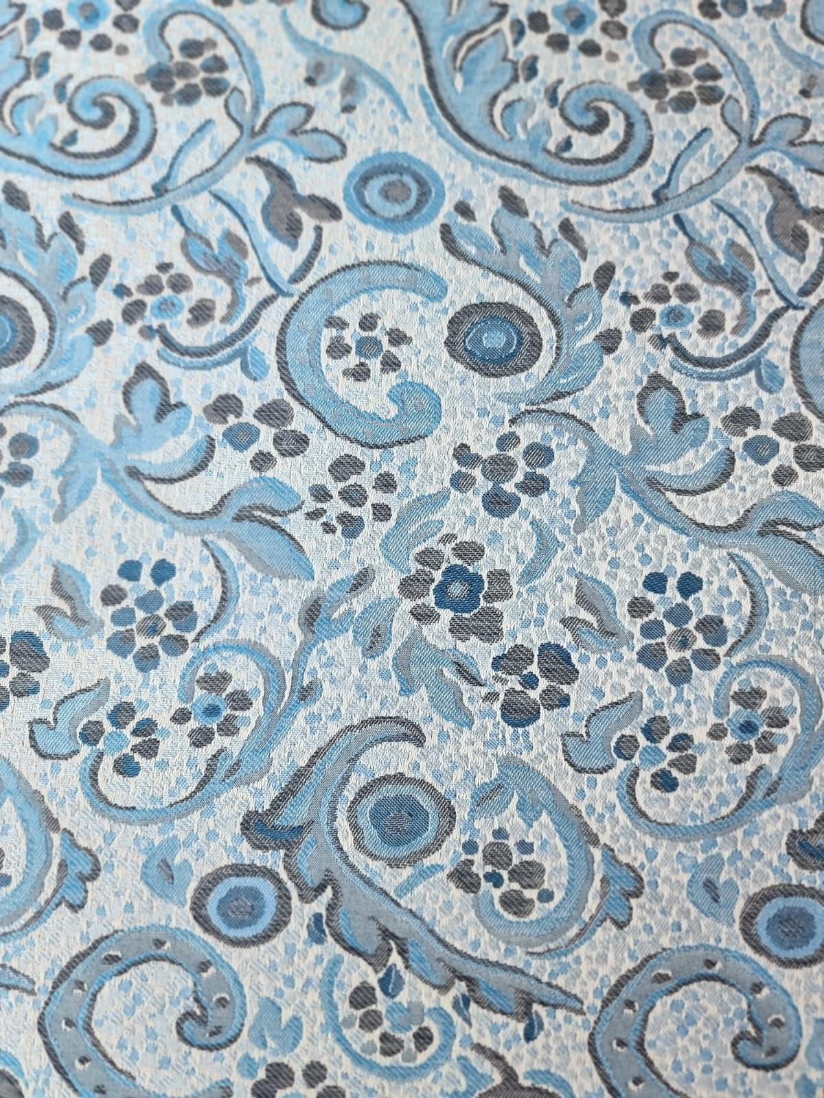Tesatura Jacquard - design abstract, Bleu / Gri - imagine 7