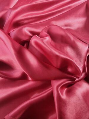 Tesatura din matase naturala - design uni satinat, Rosu wine