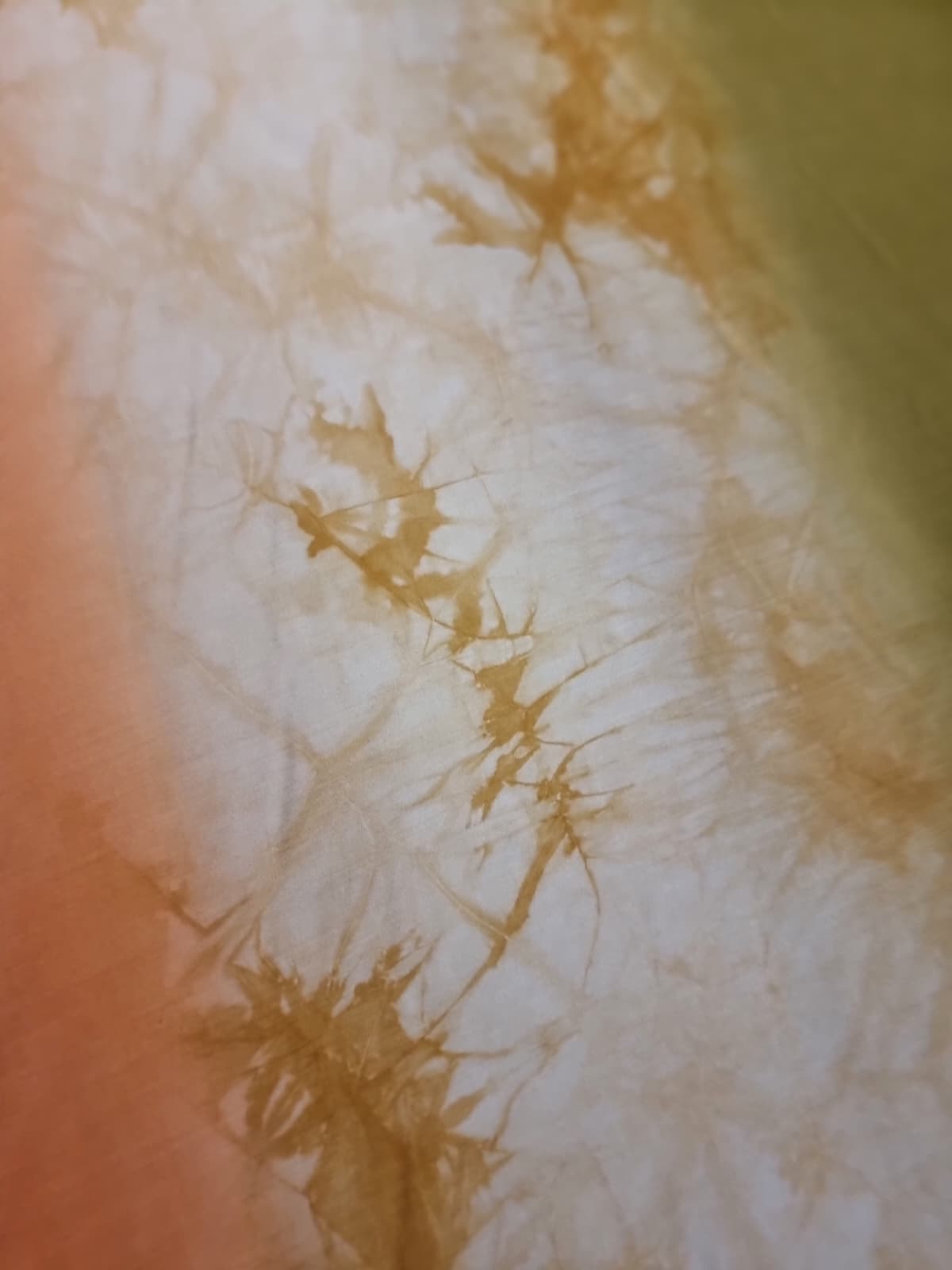 Tesatura shantung din matase naturala - design triple fusion, Portocaliu / Crem / Kaki - imagine 6