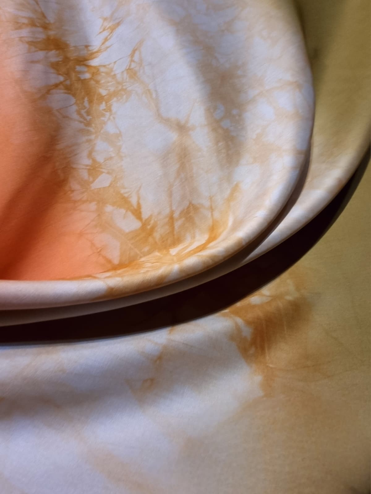 Tesatura shantung din matase naturala - design triple fusion, Portocaliu / Crem / Kaki - imagine 7