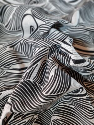 Tesatura Jacquard  - design tip matlase,  Alb / Negru