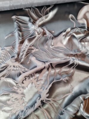 Voal pretios - Devore gri cu frunze mari, Gri antracit