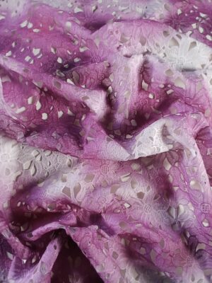 Dantela brodata, imprimata in degrade, roz - cyclamen