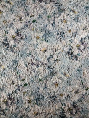 Broderie 3D, cu petale pe suport de tulle, imprimata cu flori pastel, blue rece