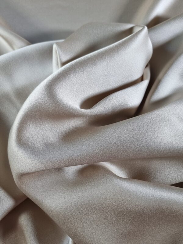 Țesătură crepe uni, naturală – dublu crepe, cu față dublă, mat / satinat, bej deschis