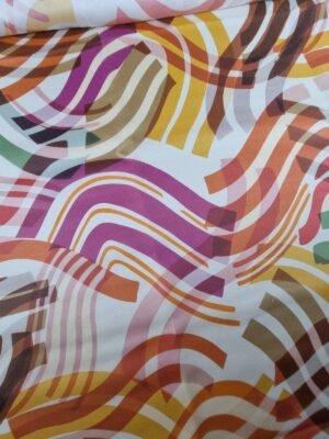 Țesătură tafta tip Mikado din mătase naturală, design abstract multicolor