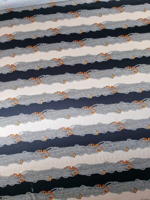 Mătase twill, cu benzi decorative, bleumarin, ivoire