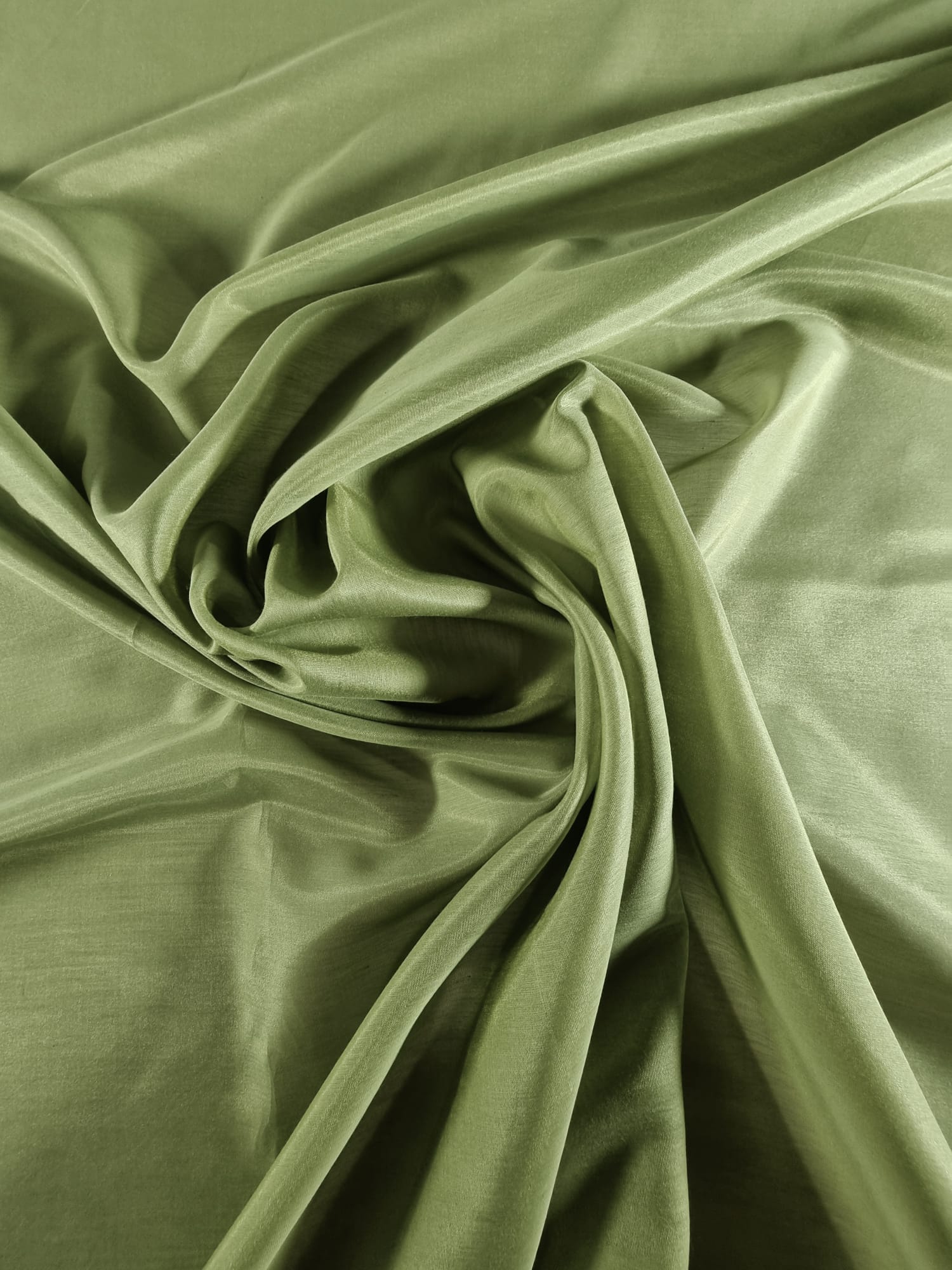 Țesătură tip batist din bumbac cu mătase naturală, semitransparentă, verde/kaki - imagine 3
