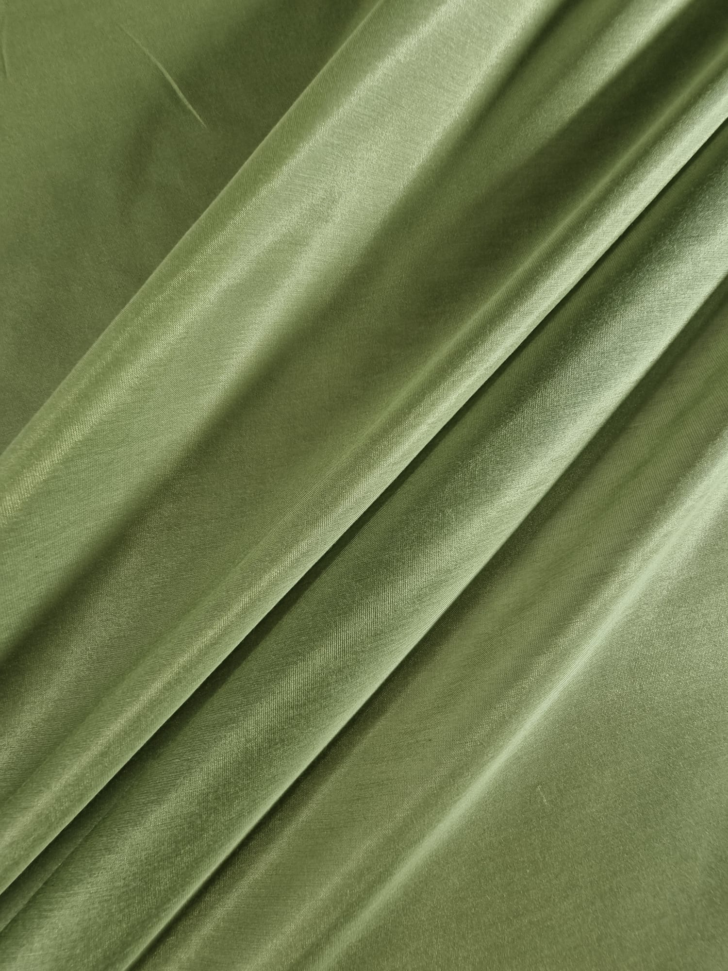 Țesătură tip batist din bumbac cu mătase naturală, semitransparentă, verde/kaki - imagine 5