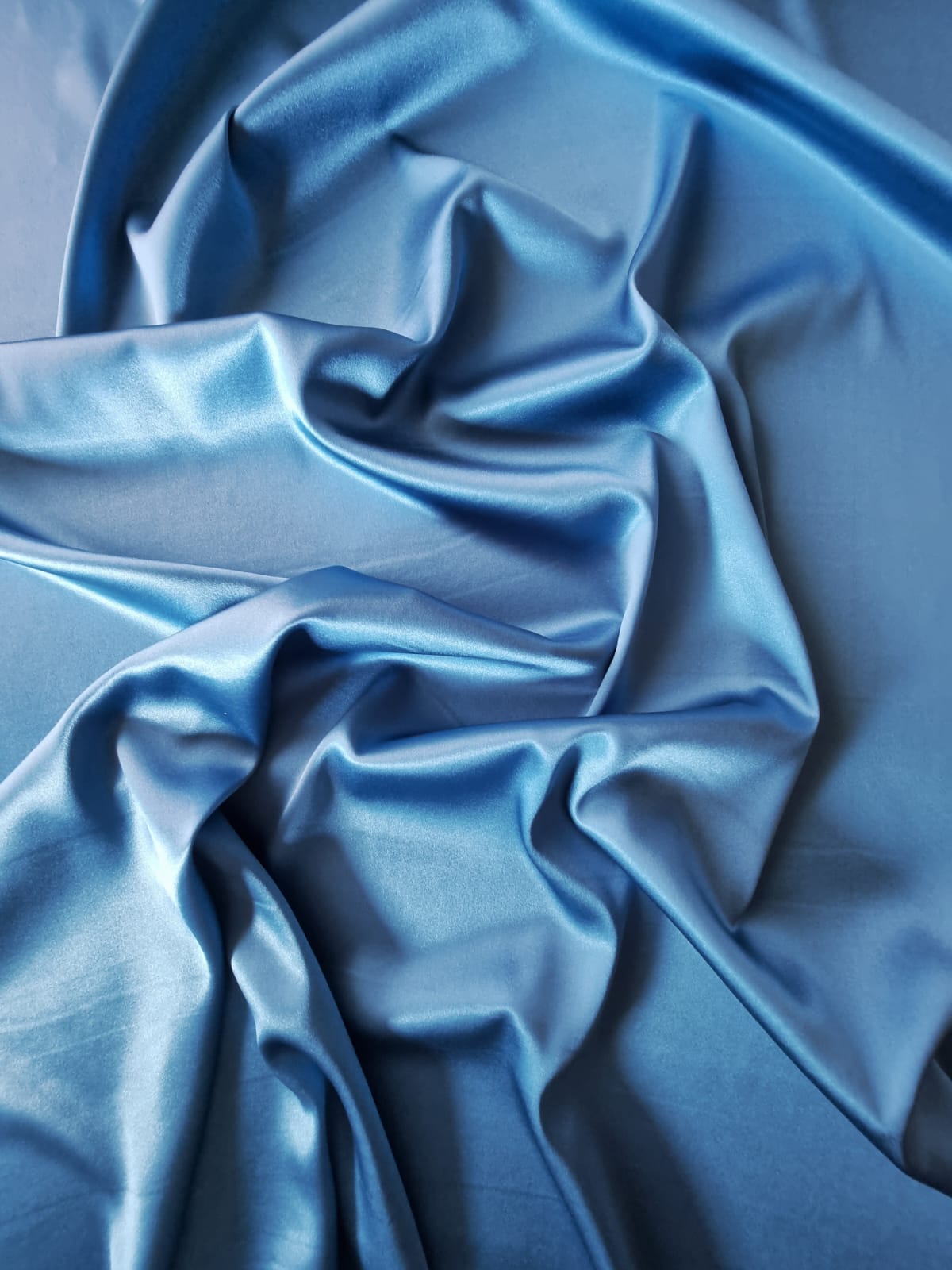 Țesătură crepe de chine din mătase naturală, cu 5% elastan, dublu față, satinată / mat, albastru / petrol - imagine 2