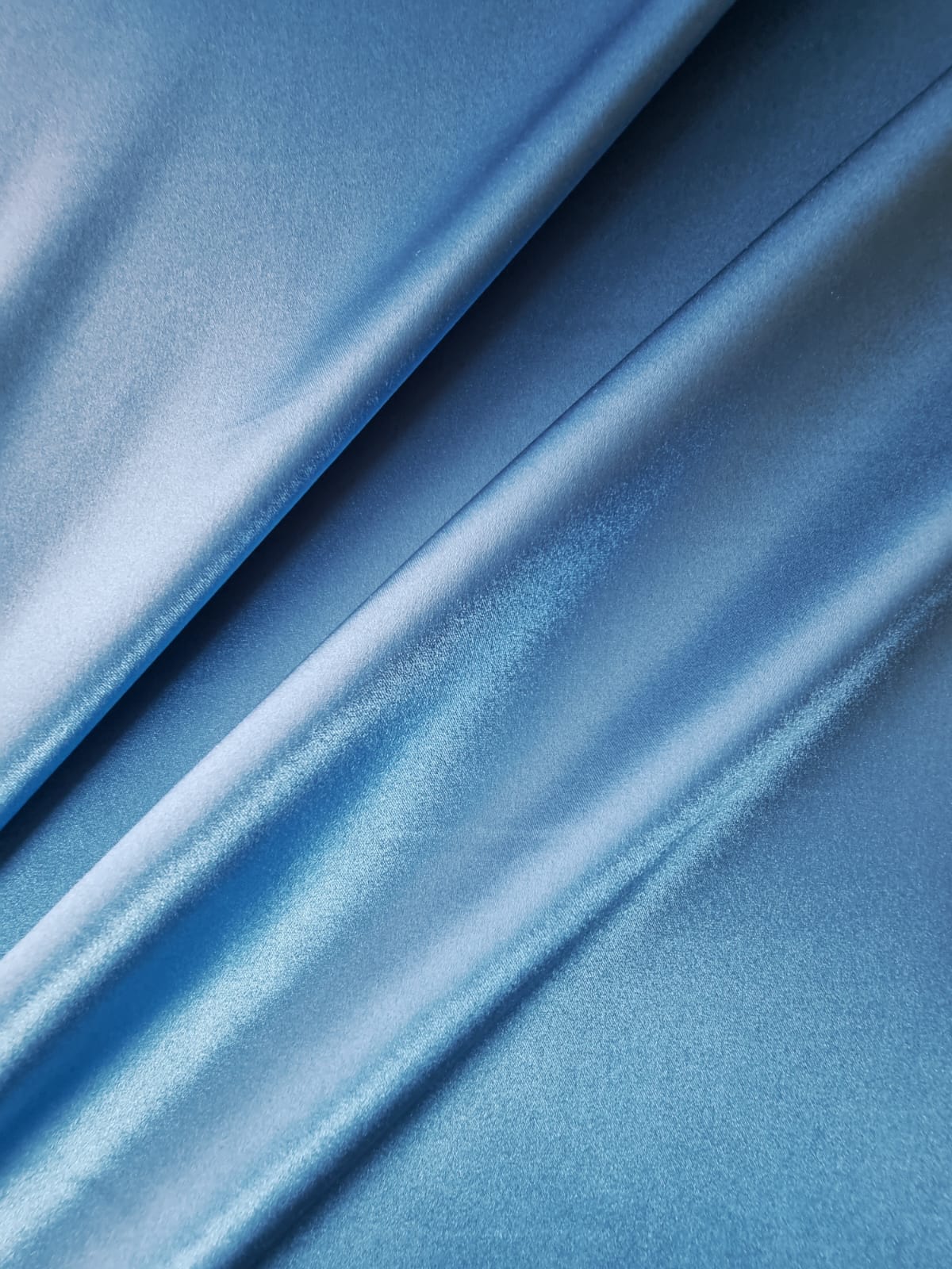 Țesătură crepe de chine din mătase naturală, cu 5% elastan, dublu față, satinată / mat, albastru / petrol - imagine 3