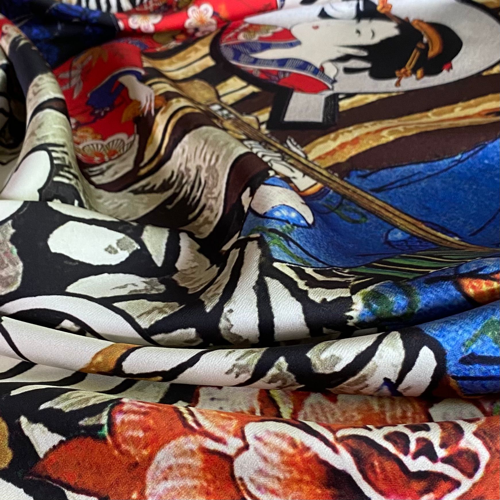 Tesatura crepe de Chine, design japonez, in culori contrastante - imagine 6