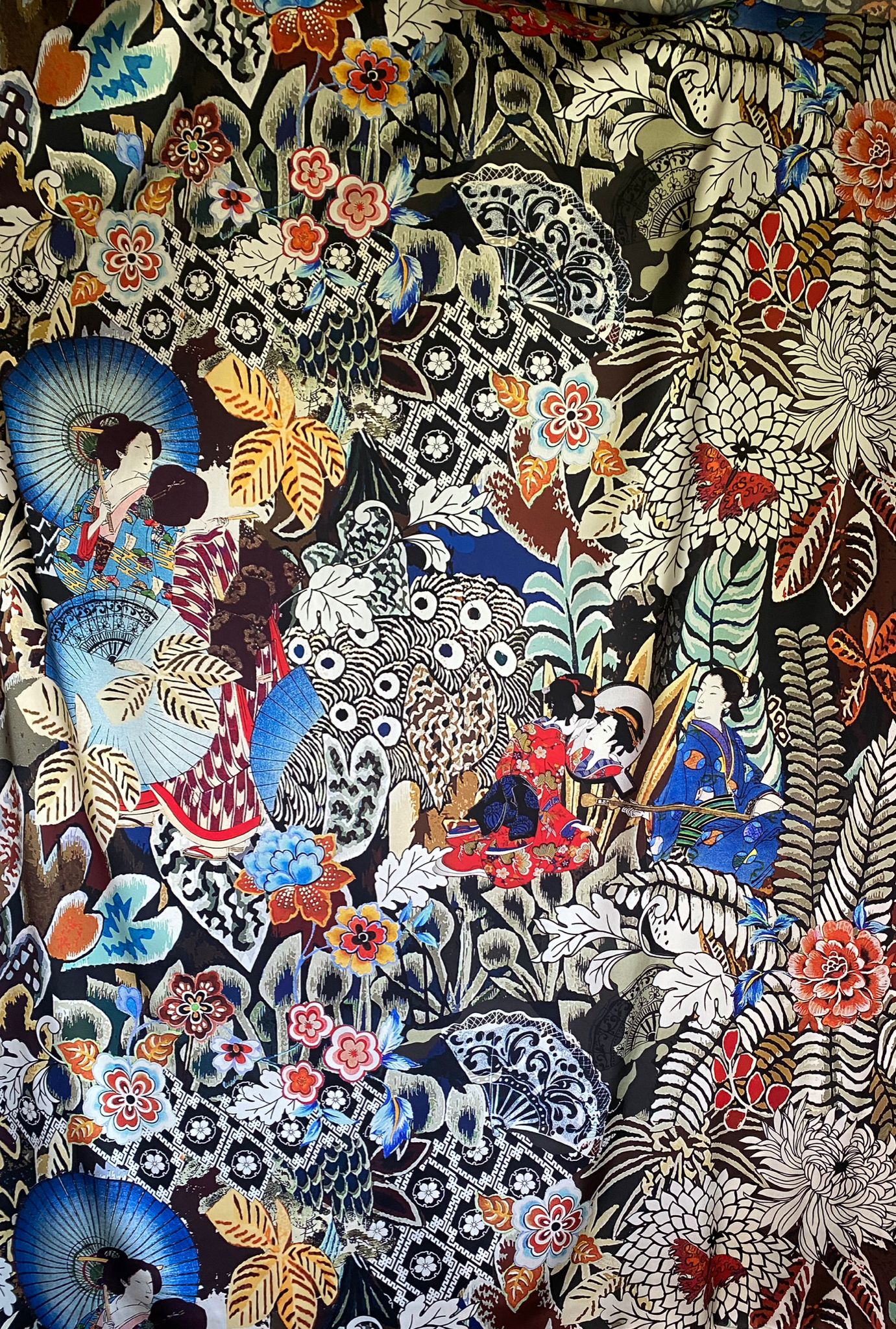 Tesatura crepe de Chine, design japonez, in culori contrastante - imagine 7