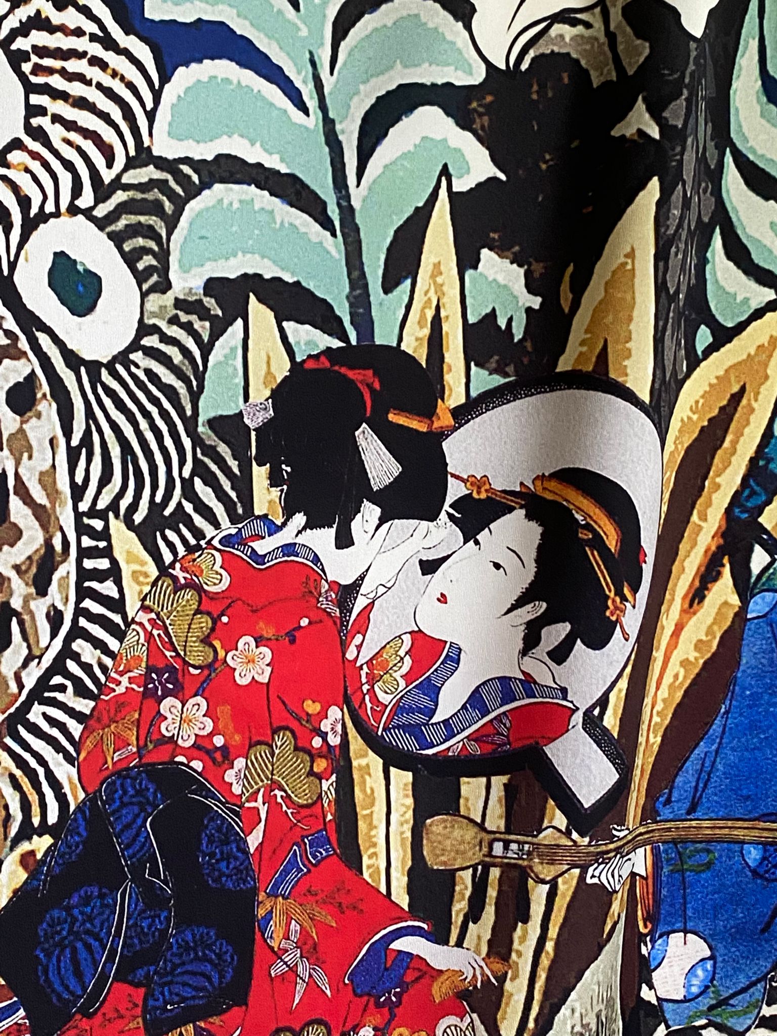 Tesatura crepe de Chine, design japonez, in culori contrastante - imagine 8
